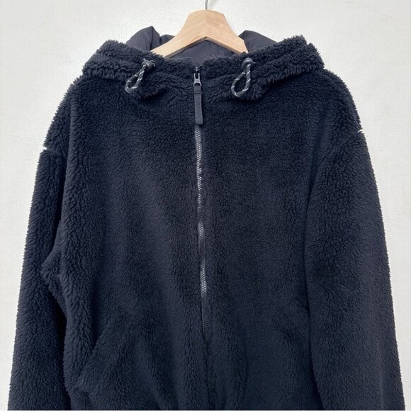 Zella Womens Medium Faux Fur Sherpa Jacket In Black Color - Picture 4 of 15